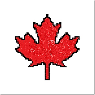 8-Bits Maple Leaf - Pixel Canada Posters and Art